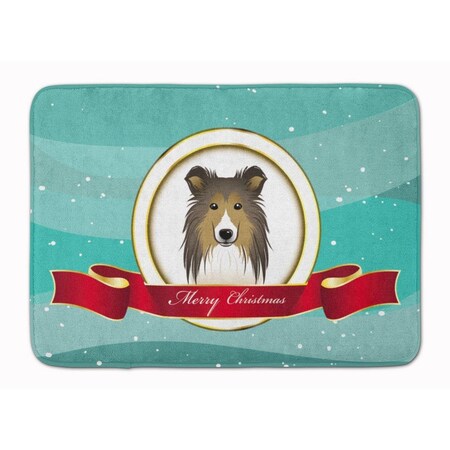 Carolines Treasures Sheltie Merry Christmas Machine Washable Memory Foam Mat BB1552RUG